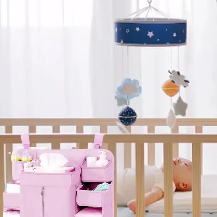 Rangement lit pour bébé moderne multiple conception poche sangles réglables organisateurs tissu doux A2ub