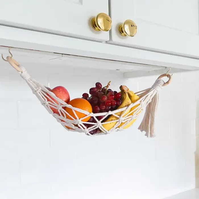 Sous-meuble hamac à fruits Boho tissé suspendu