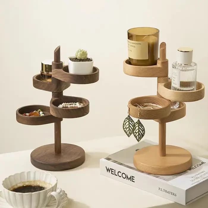 Support de rangement rotatif multicouche en bois