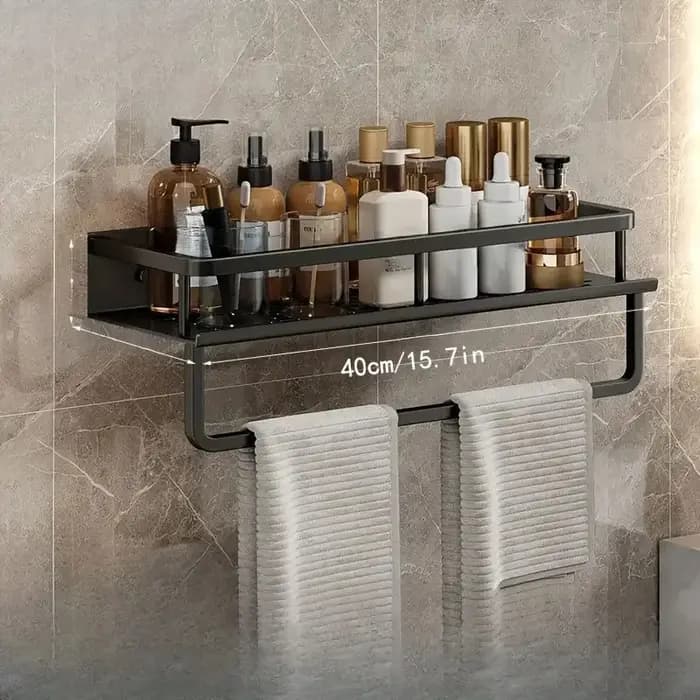 Support de rangement noir pour salle de bain et douche