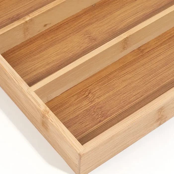 Plateaux de rangement divisés pour couverts en bambou