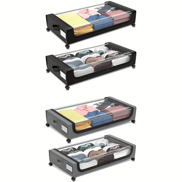 Rangements sous lit avec roulettes et couvercles