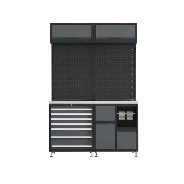 Établi de garage avec armoire de rangement d'outils pour atelier