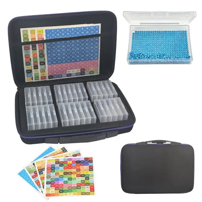 Boîtes de rangement pour peinture au diamant à 32/64 compartiments, organisateur 2-en-1 avec couverc