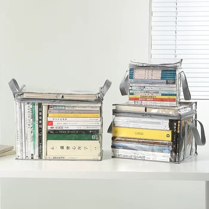 Boîte à livres pliable, organisateur de livres pour dortoirs d'étudiants et salles de classe, boîte de rangement transparente et étanche pour la maison