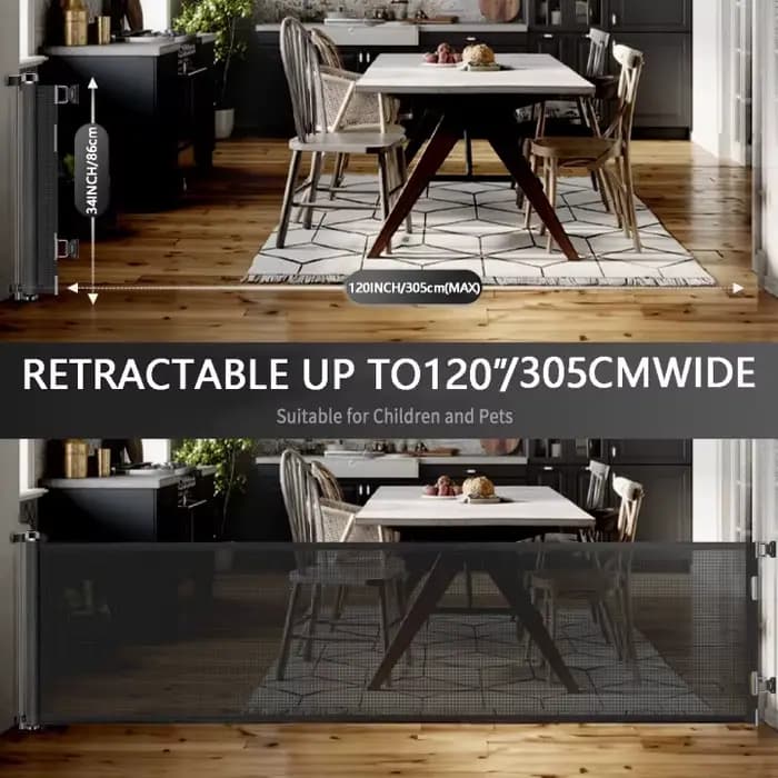 Barrière rétractable en maille haute pour enfants et animaux de compagnie, porte rétractable pour ch