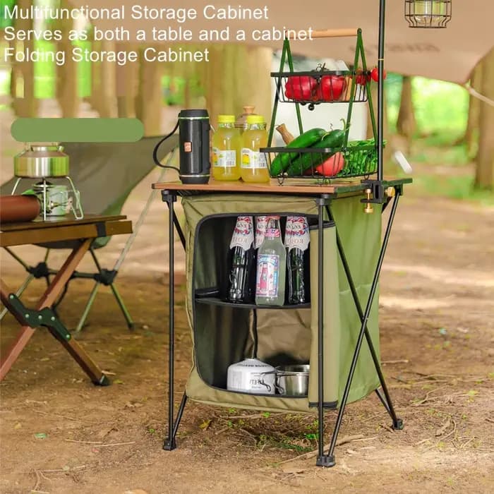 Armoire de rangement pliable pour le camping en plein air – Table et armoire multifonctionnelles portables en alliage d'aluminium à double usage pour le camping