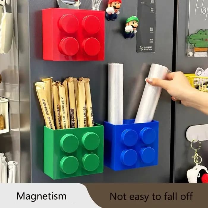 Boîte de rangement magnétique pour blocs de construction