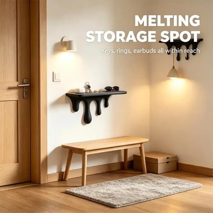 Étagère murale flottante effet goutte d'eau en plastique pour chambre à coucher, support de présentation mural pour décoration de salon