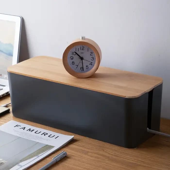 Boîte de Rangement de Câbles en Bois pour Ligne Électrique