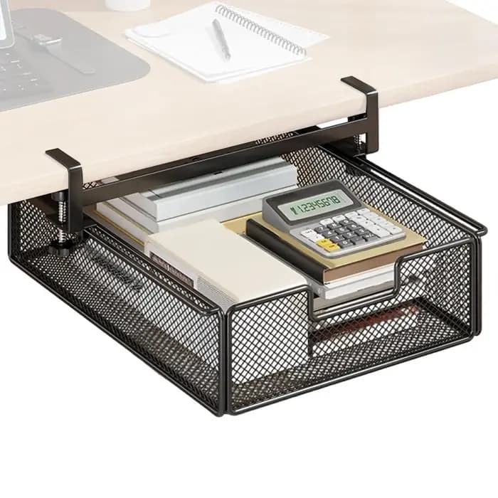 Tiroir sous le bureau avec barre de suspension, boîte de rangement invisible sous le bureau, outil de transformation de poste de travail, étagère latérale pour bureau d'étudiant
