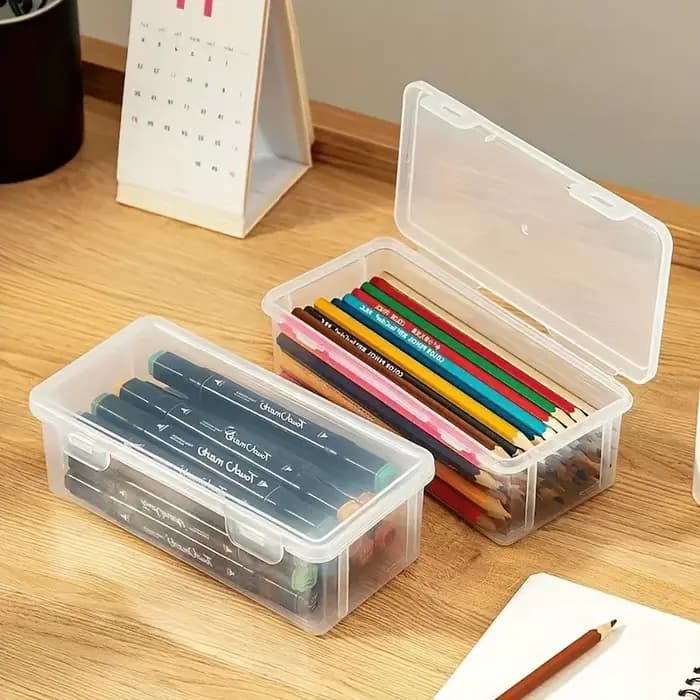 Grands boîtes de rangement en plastique transparent avec couvercles articulés