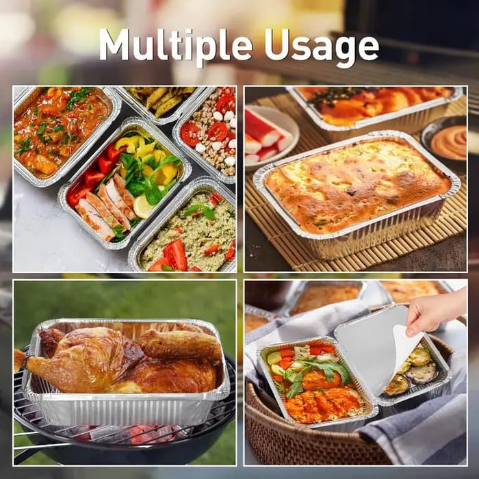 Conteneurs de stockage des aliments jetables en papier d'aluminium, poêle de cuisson au four, plateau carré en aluminium, outils de cuisine 10 pièces