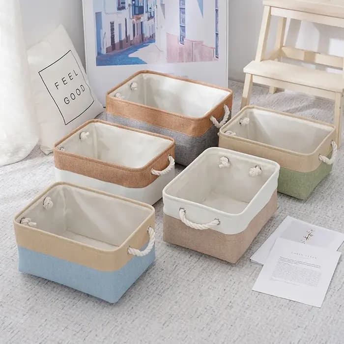 Boîte de rangement pour vêtements en coton et lin