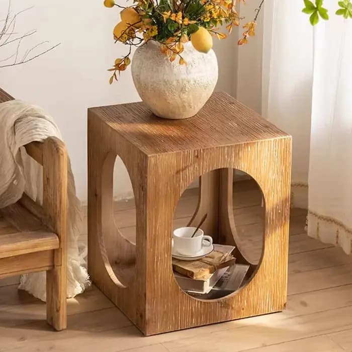 Table basse en bois, Table d'appoint de rangement Vintage