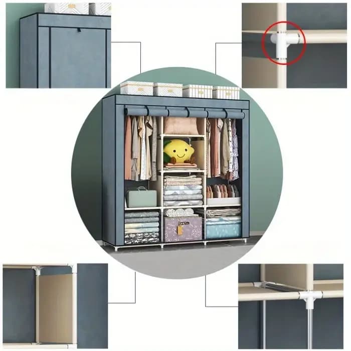 Grande armoire anti-poussière, armoire sur pied en tissu, organisateur multicouche, placard de grande capacité, rangement pour chambre à coucher