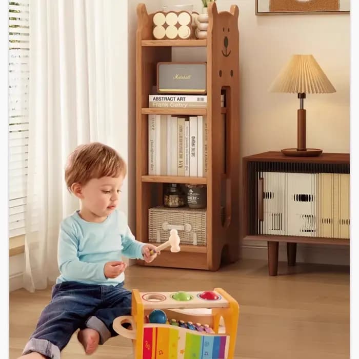 Bibliothèque murale en bois ours pour enfants