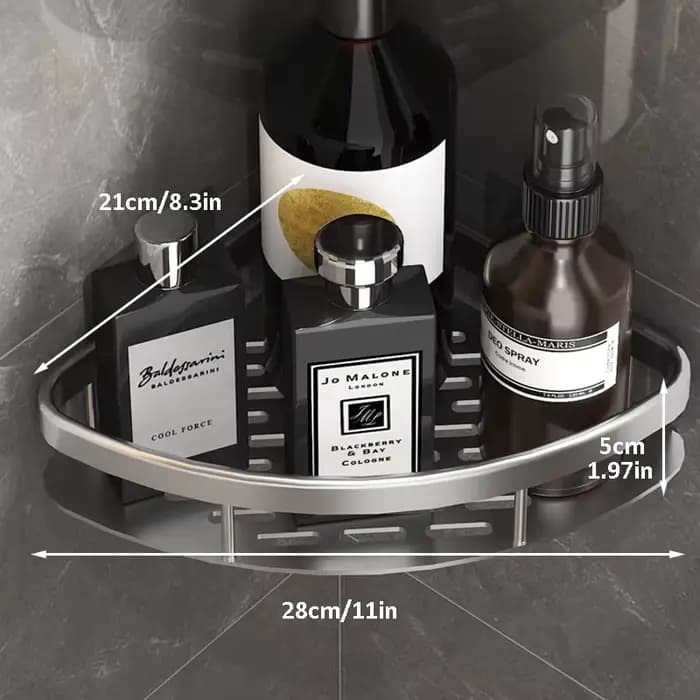 Salle de bains Rangement Rack Pas de Forage Étagères Mural Coin Étagère Douche Titulaire Pour WC Shampooing Organisateur