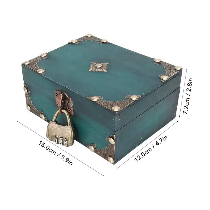Boîte de rangement à bijoux en bois avec serrure