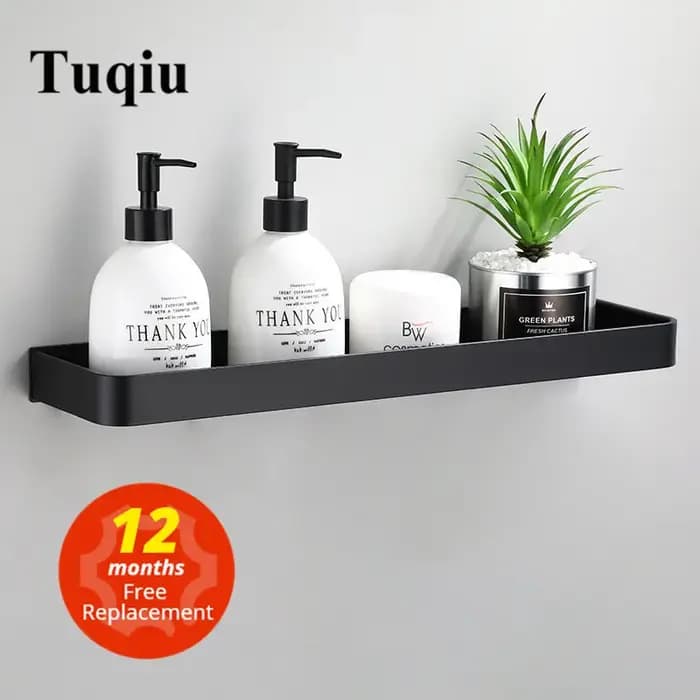 Étagère murale de salle de bain en aluminium noir