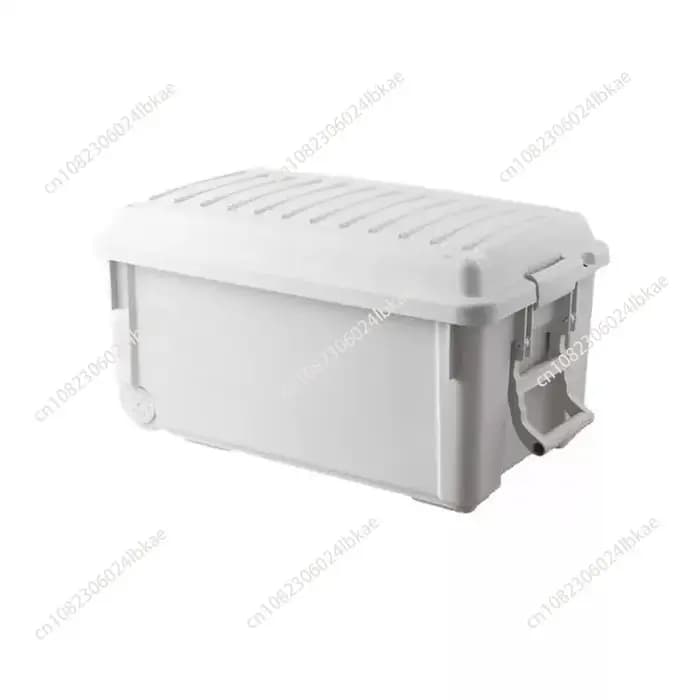 Boîte de rangement pour le camping en plein air, conteneur organisateur de camping en plastique, bac de rangement de grande capacité pour le coffre de voiture et un usage domestique.