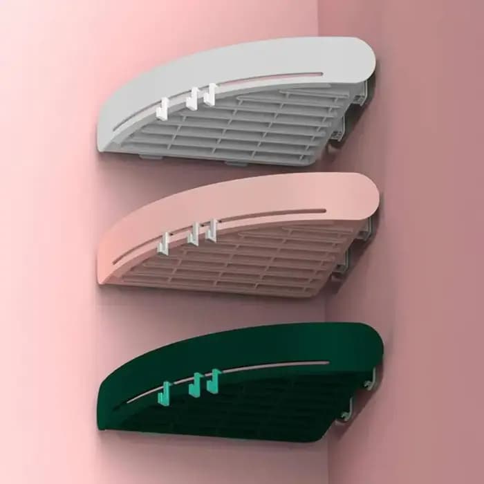 Étagère d'angle triangulaire T1 pour douche et shampoing