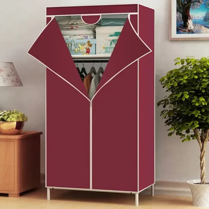 Armoire simple pliable anti-poussière, penderie portable, meuble de rangement minimaliste pour chambre à coucher, organisateur de vêtements en tissu sur pied