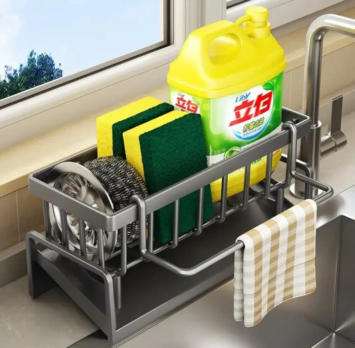 Support de rangement multifonctionnel en plastique pour évier de cuisine
