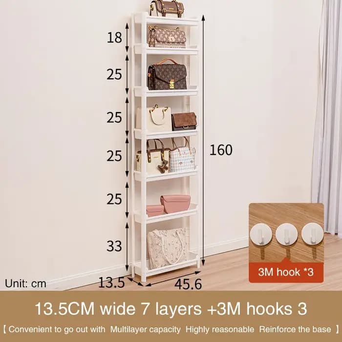 Organisateur de sac d'étagère à 7 couches derrière la porte pour l'espace mural permet de gagner de