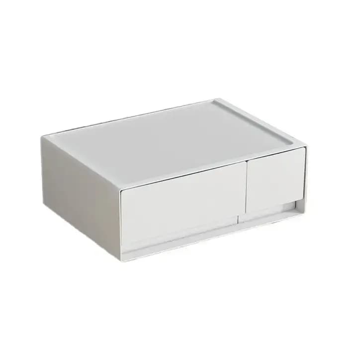 Tiroir de rangement empilable en plastique blanc