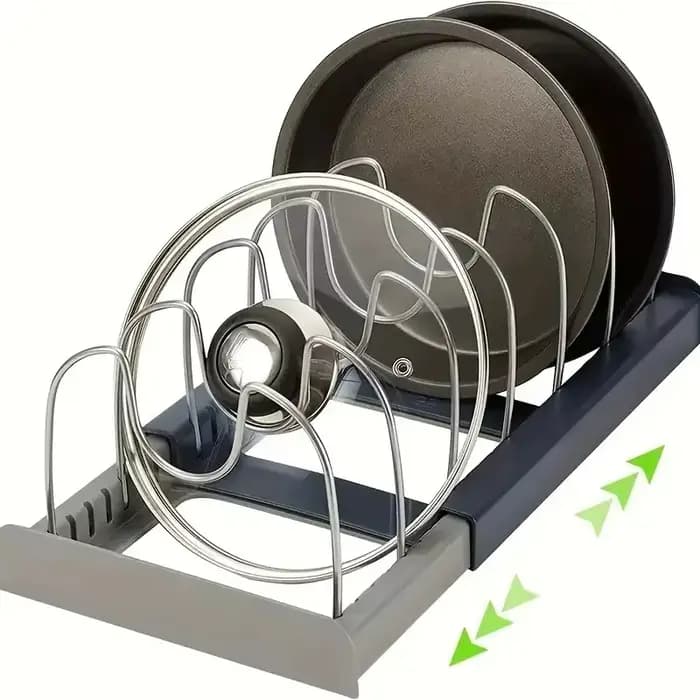 Rangement extensible en acier inoxydable T1, support d'armoire de cuisine pour casserole, couvercle