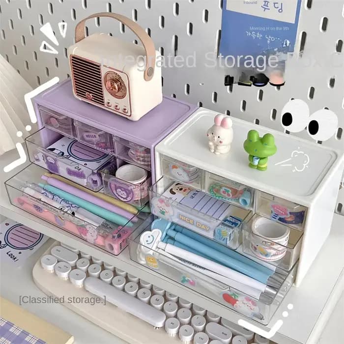 INS neuf palais grille tiroir boîte de rangement anti-poussière papeterie bijoux main registre bureau Mini fille