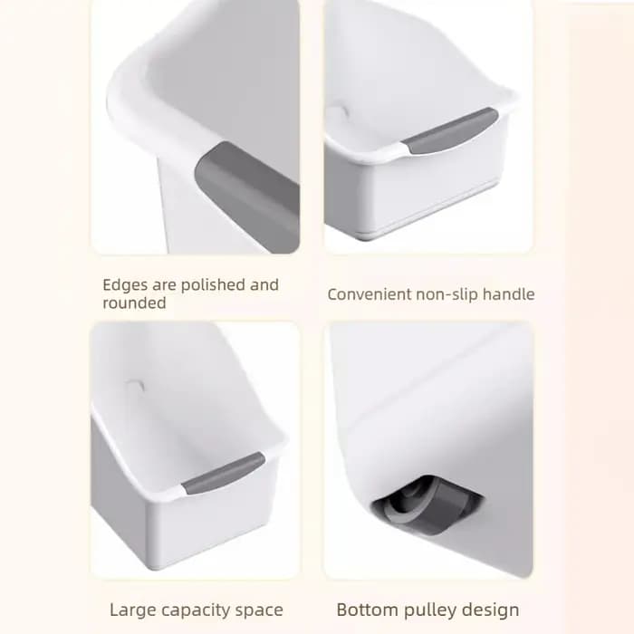 Ensemble de bacs de rangement en plastique incurvés-boîtes d'organisation polyvalentes pour fournitures de nettoyage et essentiels ménagers