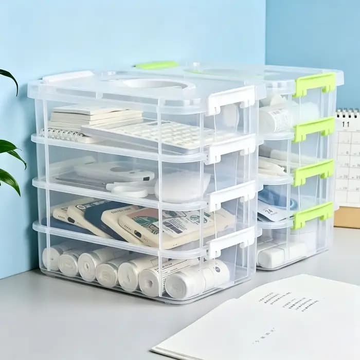 Boîte de rangement en plastique Transparent à 4 couches