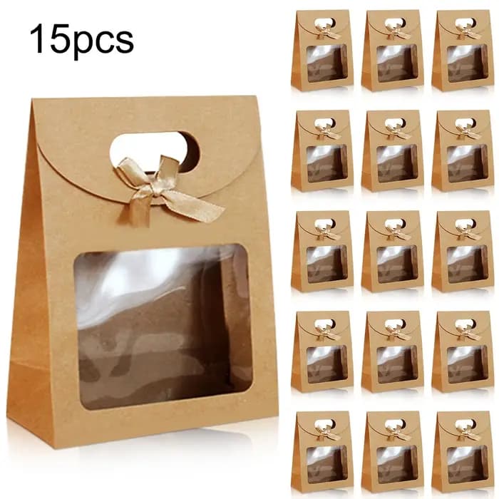 Boîtes en papier Kraft marron avec fenêtres transparentes