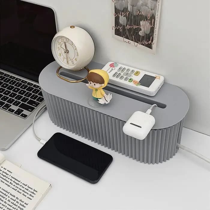 Boîte organisatrice de prises domestiques avec couvercle pour bureau à domicile - Cache-câbles multifonctionnel pour