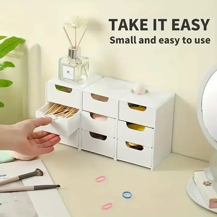 Boîte de rangement de cosmétiques en plastique à 3 niveaux