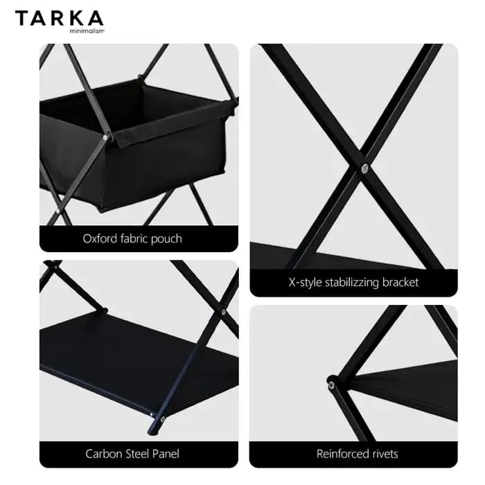 TARKA Camping étagère 3 couches support pliant barbecue pique-nique vaisselle