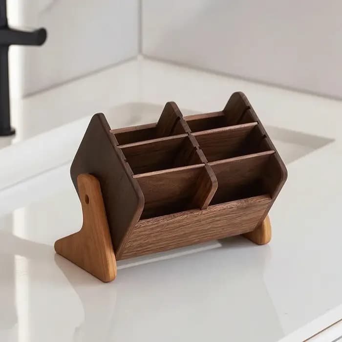 Boîte de rangement cosmétique en bois