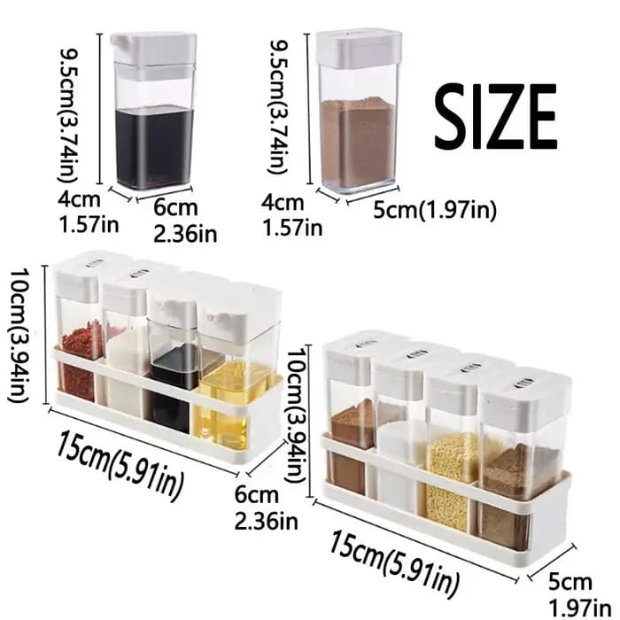 Ensemble de pots à épices avec couvercle, plastique, boîte de rangement d'assaisonnement, transparent, beaucoup de supports à épices, fournitures de cuisine