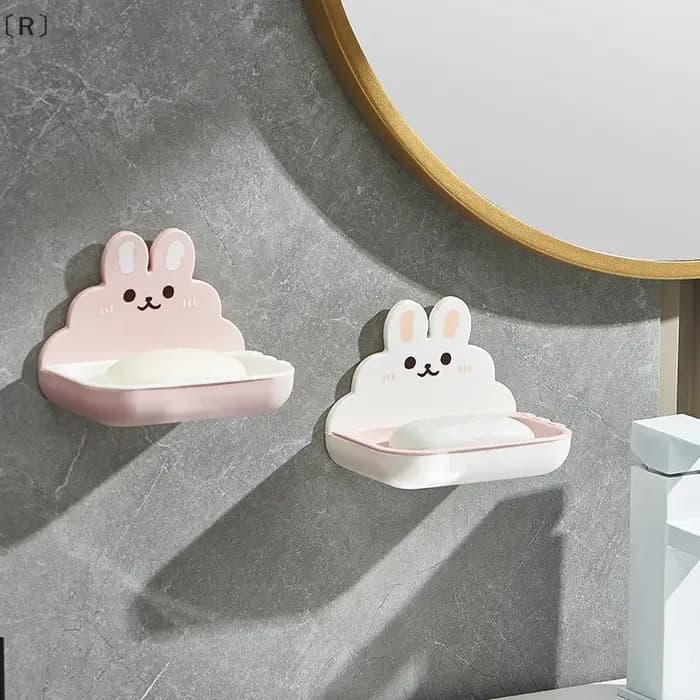 MaveraR mignon lapins savon support de la boîte mural sans poinçon Double couche vidange rapide savons mallette de
