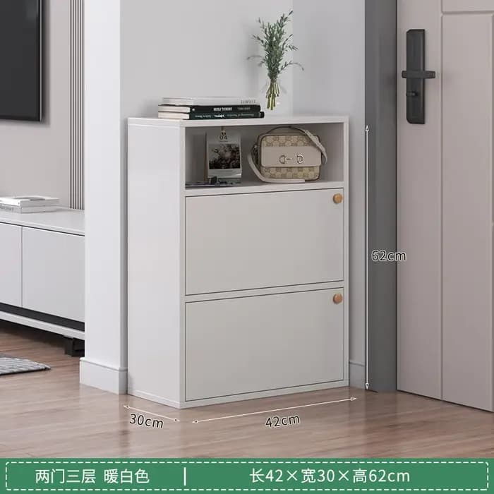 Armoire à chaussures minimaliste moderne en bois massif, petite unité de rangement à domicile à port