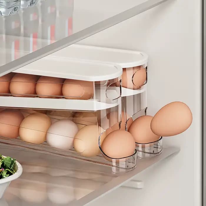 Boîte de rangement d'œufs de réfrigérateur bicouche