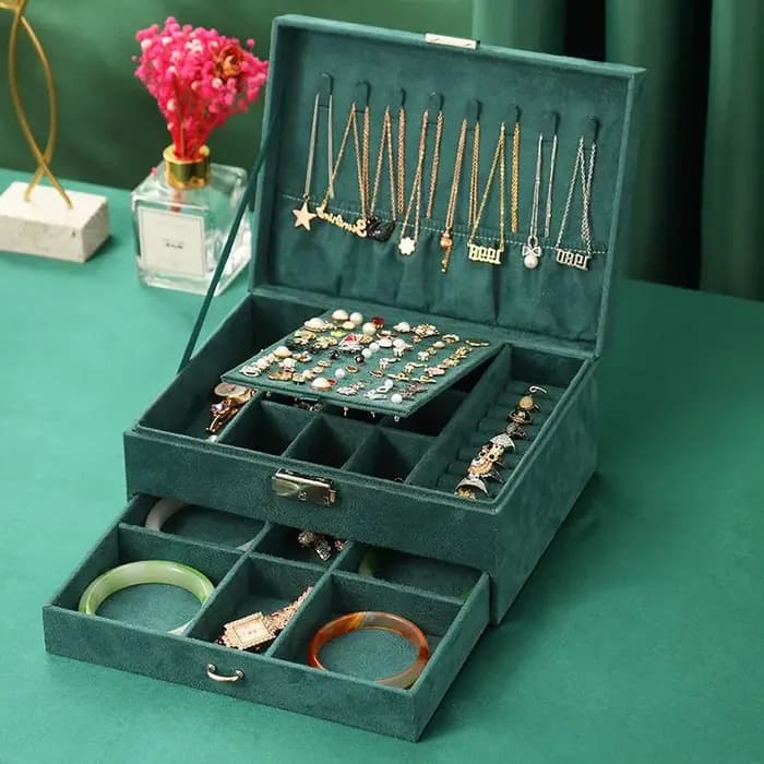Boîte à bijoux en flanelle LENNIK avec serrure