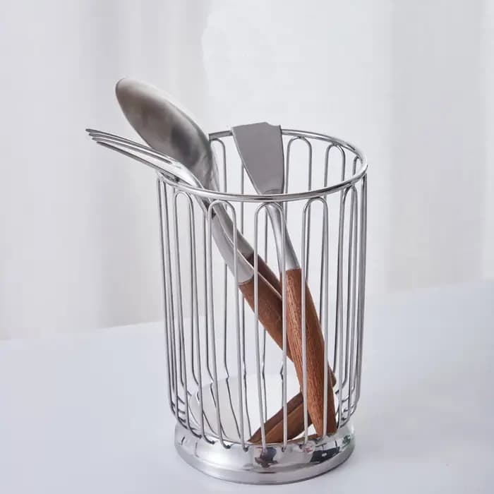 Boîte de rangement cylindrique en acier inoxydable pour bureau