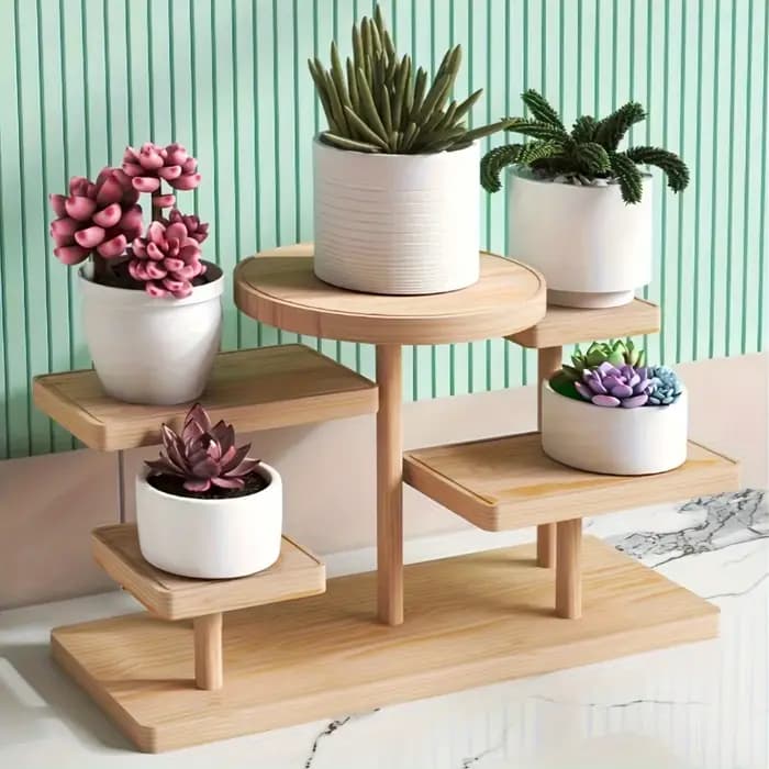 Présentoir en bois avec support de rangement - Boîte