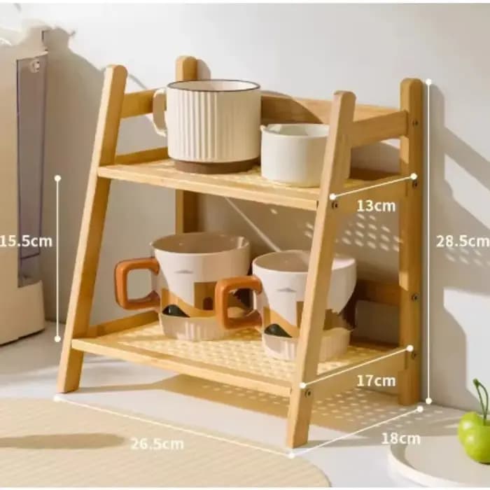 Étagère de rangement en bambou à double couche, organisateur de bureau, étagère multifonctionnelle p
