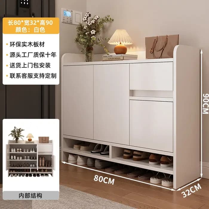 Étagère à chaussures en bois blanc tiroir De maison gain De place