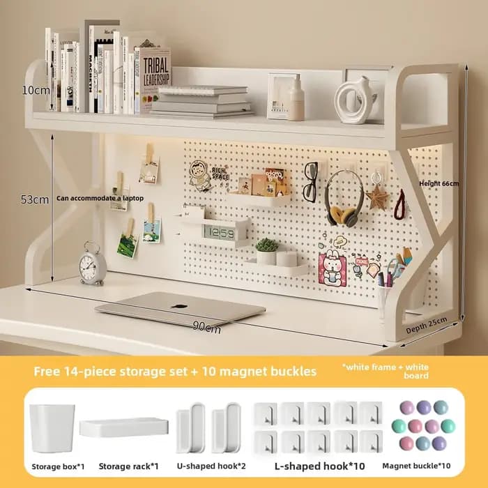 Étagère de rangement de bureau avec organisateur à panneaux perforés