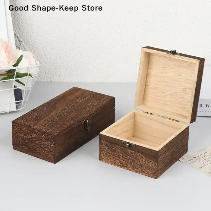 Boîte de rangement carrée à charnières pour bijoux et artisanat